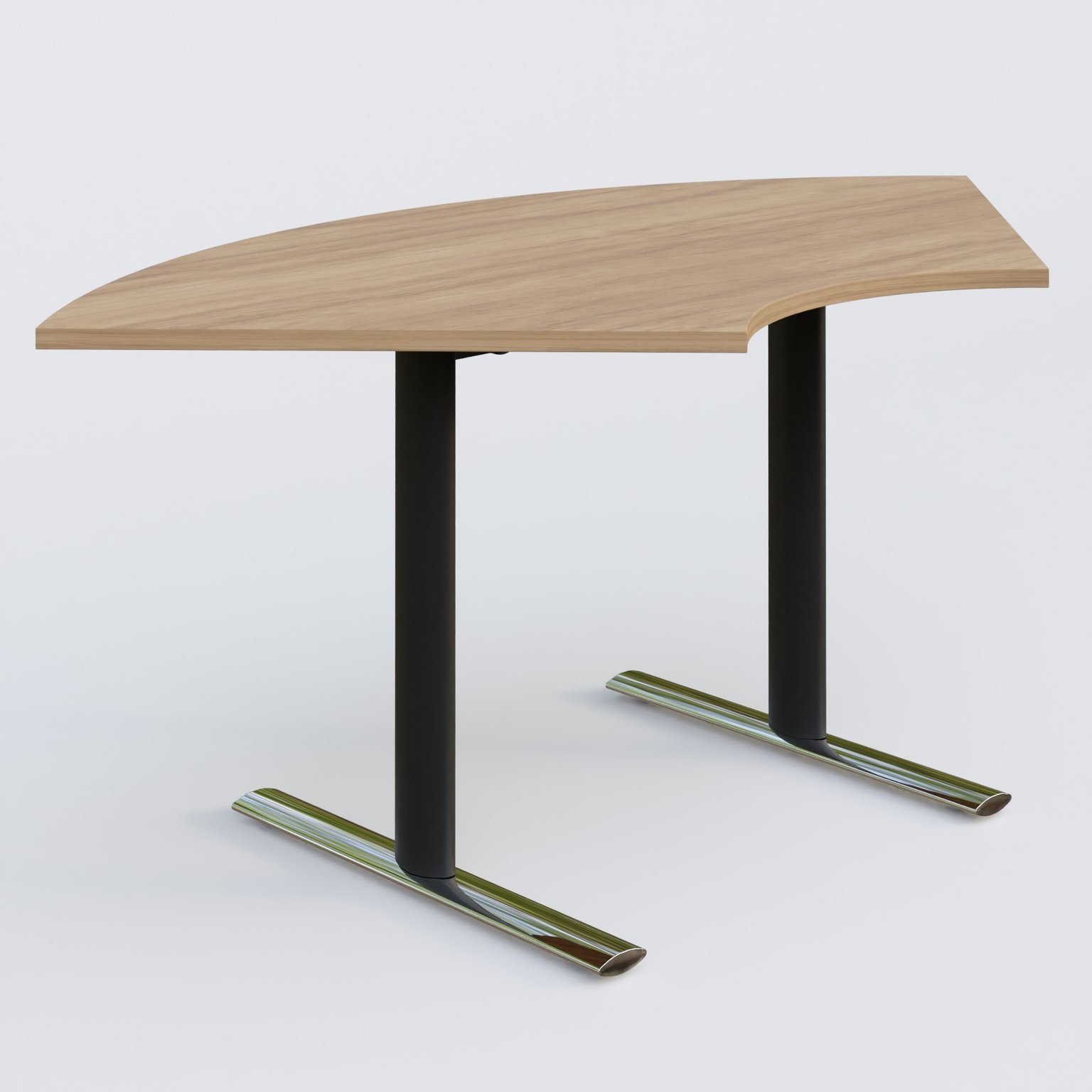 Module 1/4 de couronne gamme Pure 120-120 cm. Plateau Noyer et pietement Noir/Chrome.