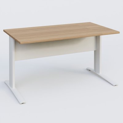 [Pas de famille] - [Pas de sous famille] - K1 Plateau droit 140x80 avec voile de fond métal. Plateau Noyer et pietement Blanc