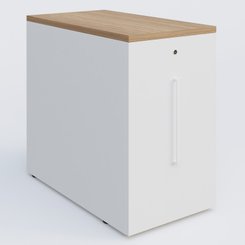 [Pas de famille] - [Pas de sous famille] - Tour de rangement hauteur de bureau 72 cm position à gauche. Caisson Noyer et top de finition Blanc.