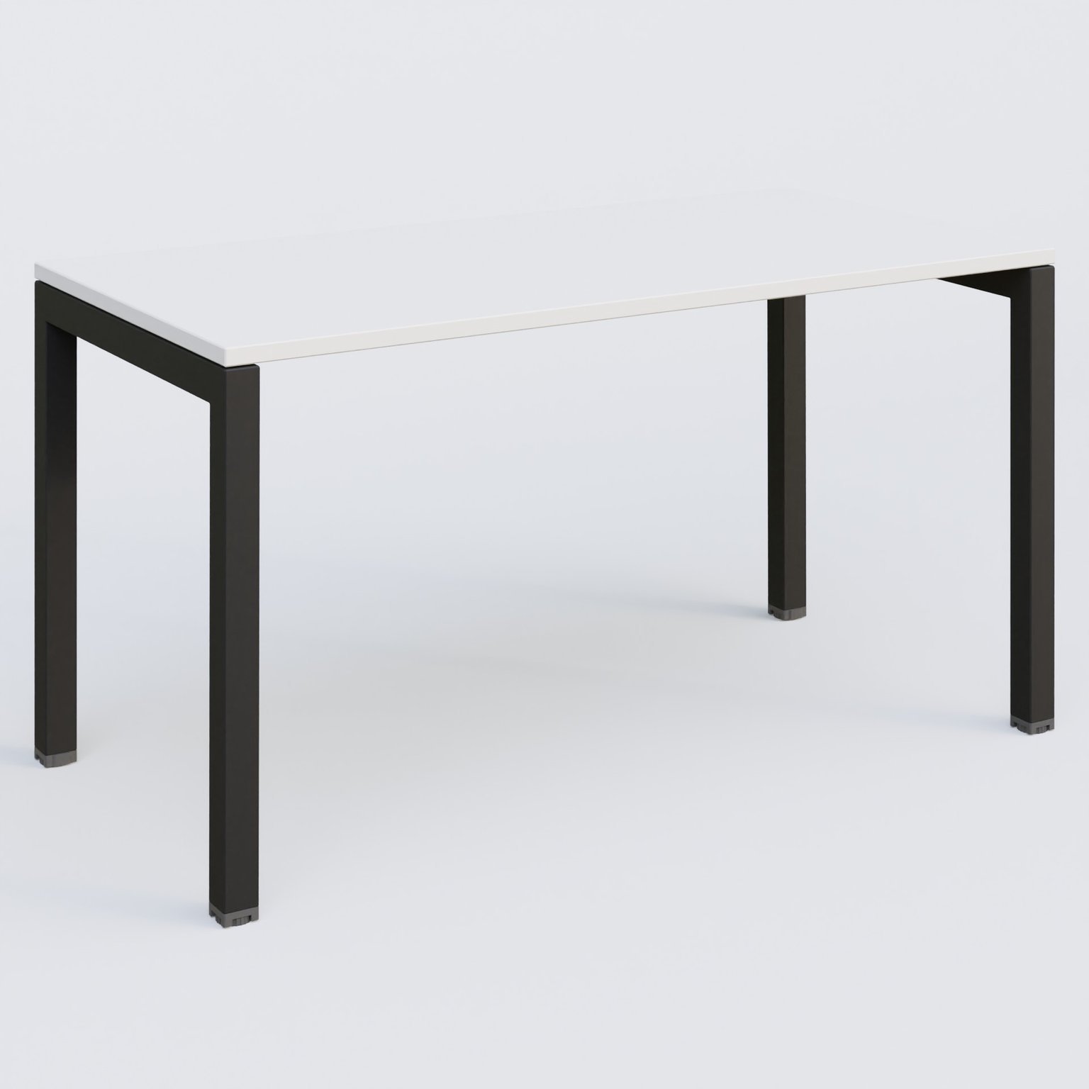 K3 Plateau droit 140x70 pieds fixe. Plateau Blanc et pietement Noir Grainé.