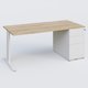 K1 Plateau droit 180x80 avec caisson métal porteur sous plateau à droite. Plateau Chêne naturel et pietement Blanc