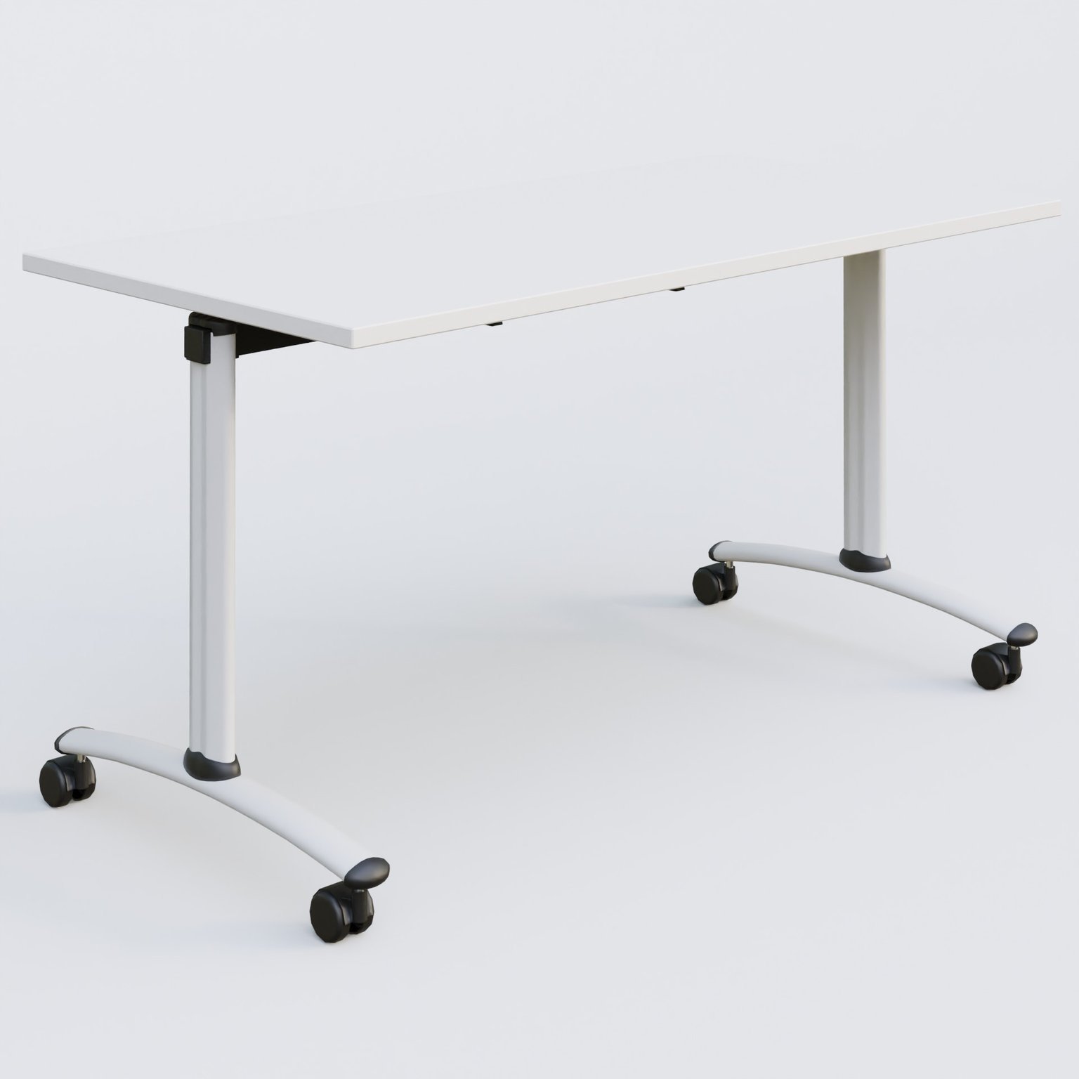 Table abattante gamme Arca 140-70 cm. Plateau Blanc et pietement Blanc.
