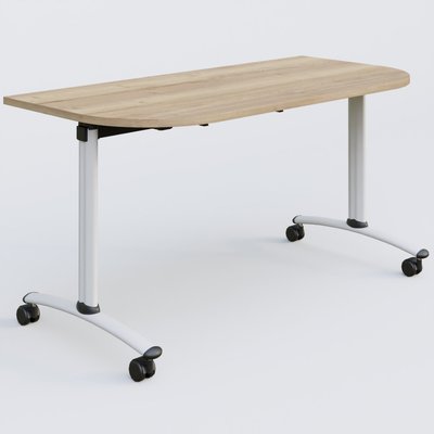 [Pas de famille] - [Pas de sous famille] - Module d'extrémité pour table abattante gamme Arca 145-70 cm. Plateau Chêne naturel et pietement Blanc.