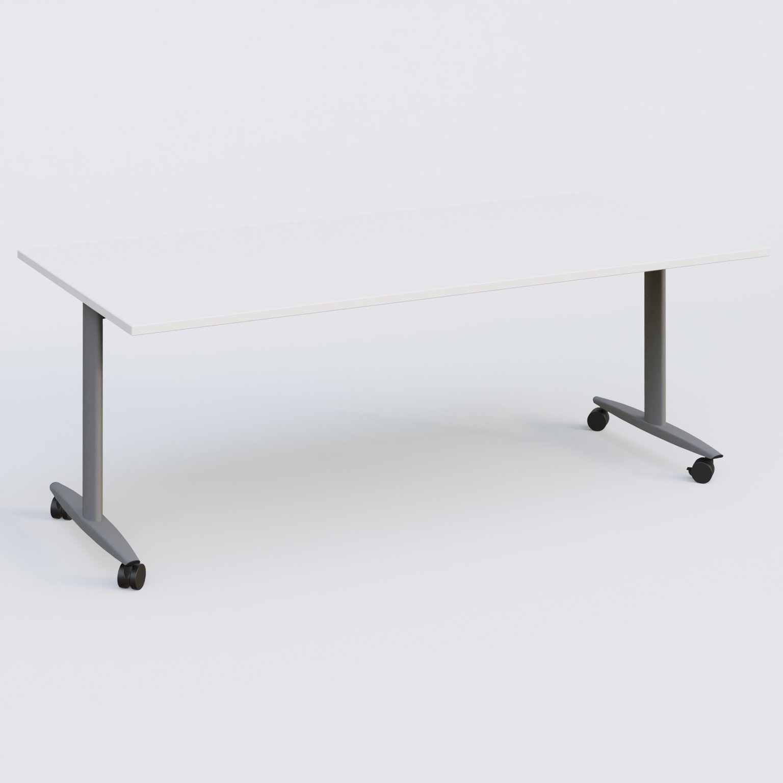 Table abattante gamme Design 200*100 cm. Plateau Blanc et pietement Aluminium.