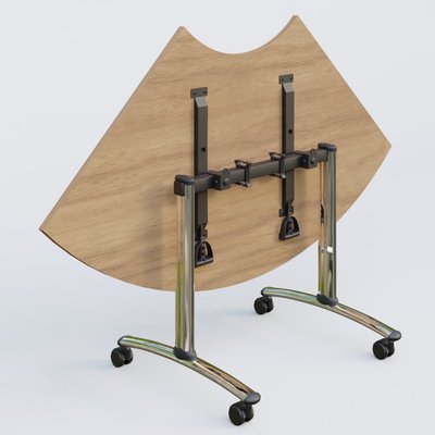 [Pas de famille] - [Pas de sous famille] - Module 1/4 de couronne pour table abattante gamme Arca 120-120 cm. Plateau Noyer et pietement Chrome.