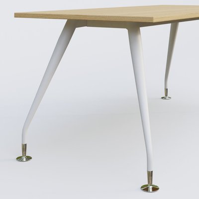 [Pas de famille] - [Pas de sous famille] - K5 plan droit 200*100 cm. Plateau Chêne clair et pietement Blanc avec base chromé.