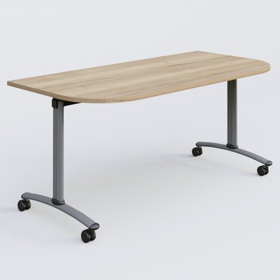 [Pas de famille] - [Pas de sous famille] - Module d'extrémité pour table abattante gamme Arca 165-80 cm. Plateau Chêne naturel et pietement Aluminium.