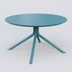 Table Basse Fashon Styl piètement 4 pieds en métal et plateau bois. Plateau Bleu Petrole (RAL 5025) et pietement Bleu Petrole (RAL 5025).