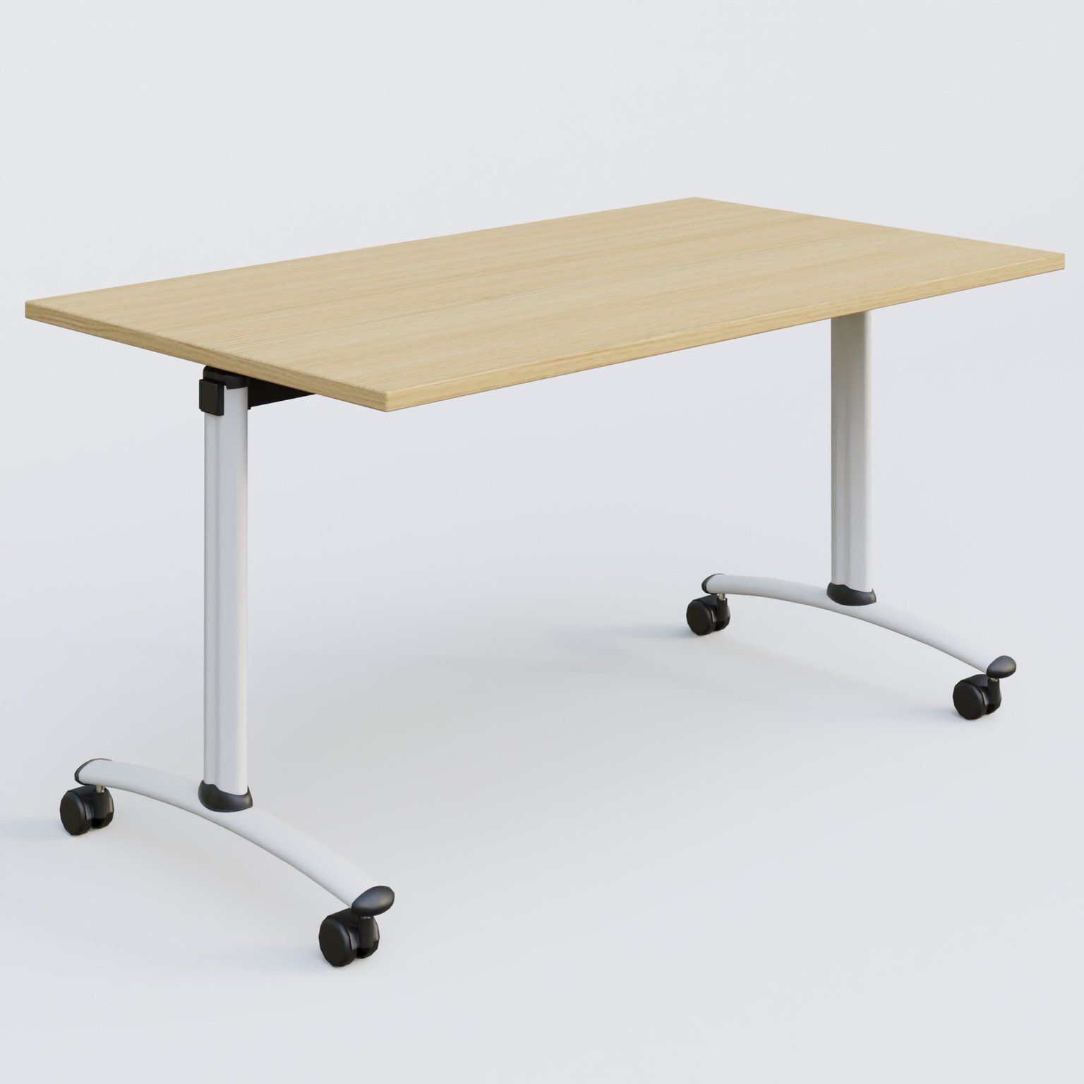 Table abattante gamme Arca 140-80 cm. Plateau Chêne clair et pietement Blanc.