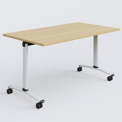 [Pas de famille] - [Pas de sous famille] - Table abattante gamme Arca 140-80 cm. Plateau Chêne clair et pietement Blanc.