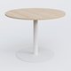 Table ronde diametre 120 cm avec pieds colonne centrale. Plateau Hêtre et pietement Blanc