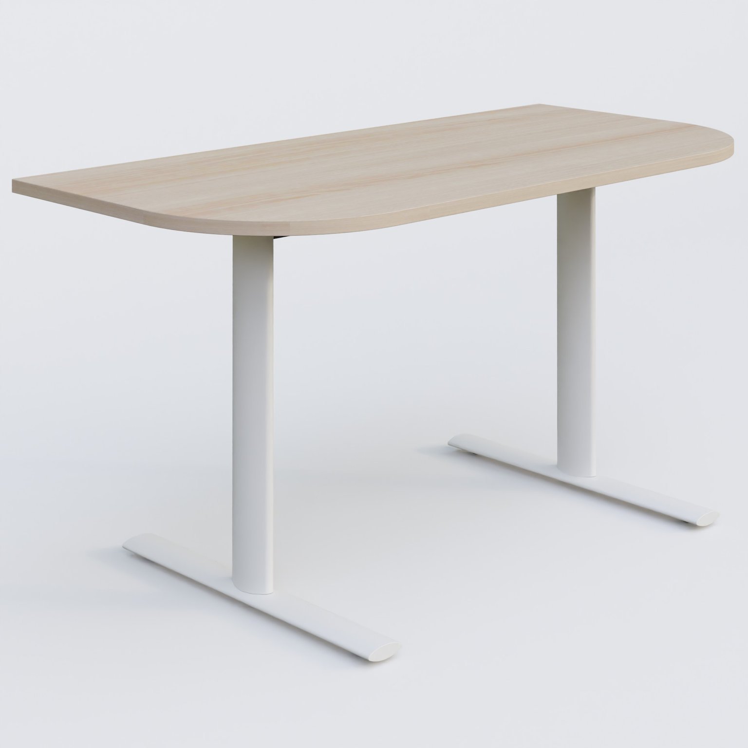 Module d'extrémité gamme Pure 145-70 cm. Plateau Acacia et pietement Blanc.