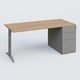 K2 Plateau droit 180x80 avec caisson métalique sous le plateau. Plateau Noyer et pietement Aluminium