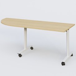TABLES ABATTANTES - Module d'angle 90° - Module d'angle 90° pour table abattante gamme Design 200-80 cm à gauche. Plateau Chêne clair et pietement Blanc.