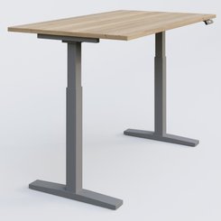 [Pas de famille] - [Pas de sous famille] - Poste solo 140*70 réglable en hauteur éléctriquement de 70-120 cm gamme KPro2. Plateau Chêne naturel et pietement Aluminium.