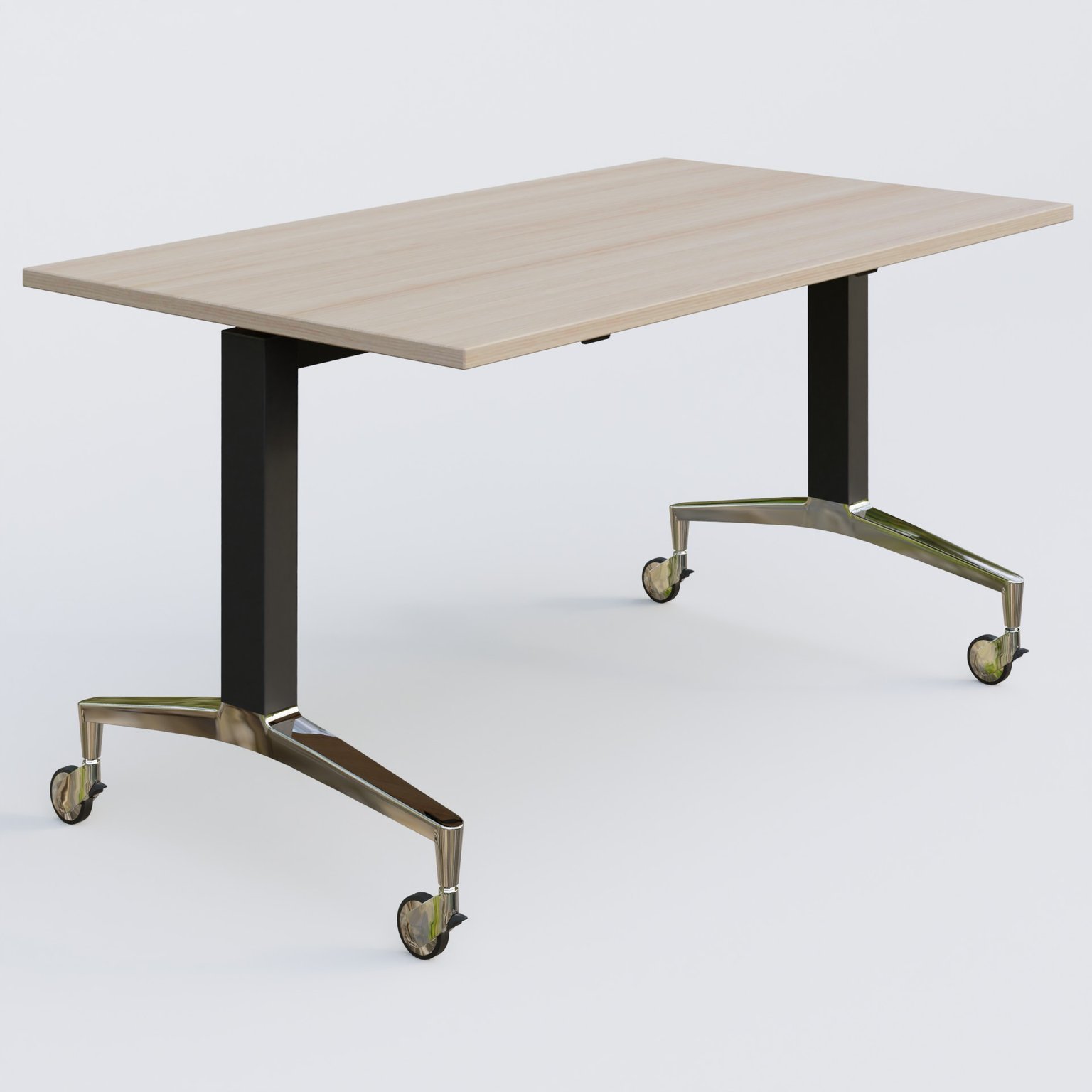 Module droit de la gamme LEM 140-80 cm. Plateau Acacia et pietement Noir/Chrome.