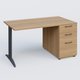 K2 Plateau droit 140x80 avec caisson porteur mélamine sous le plateau. Plateau , caisson Noyer et pietement Anthracite