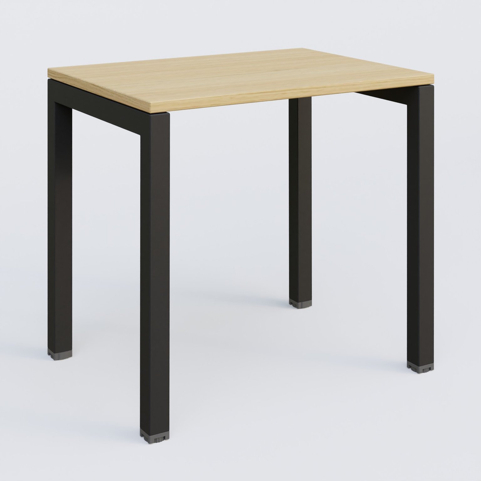 K3 Plateau droit 80x60 pieds fixe. Plateau Chêne clair et pietement Noir Grainé.