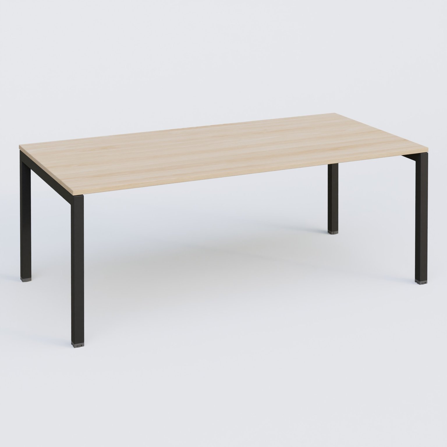 K3 plan droit 200x100cm, plateau hêtre, structure noir grainé mat