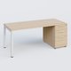 K3 Plateau droit 180x80 avec caisson porteur mélamine. Plateau ,caisson Hêtre et pietement Blanc