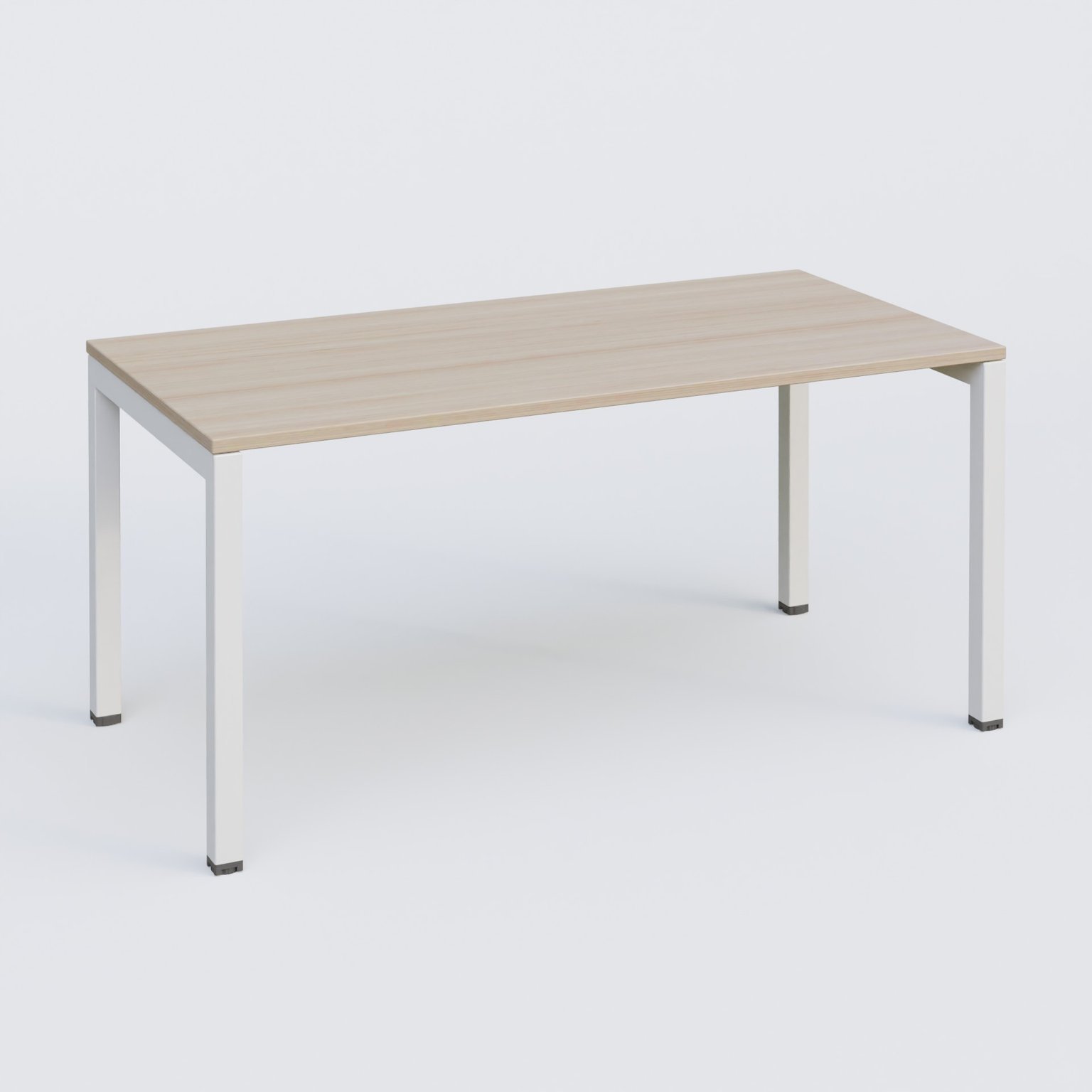 Plan droit 180x80cm, plateau acacia, structure blanc