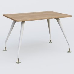 [Pas de famille] - [Pas de sous famille] - K5 plan droit 120*80 cm. Plateau Noyer et pietement Blanc avec base chromé.