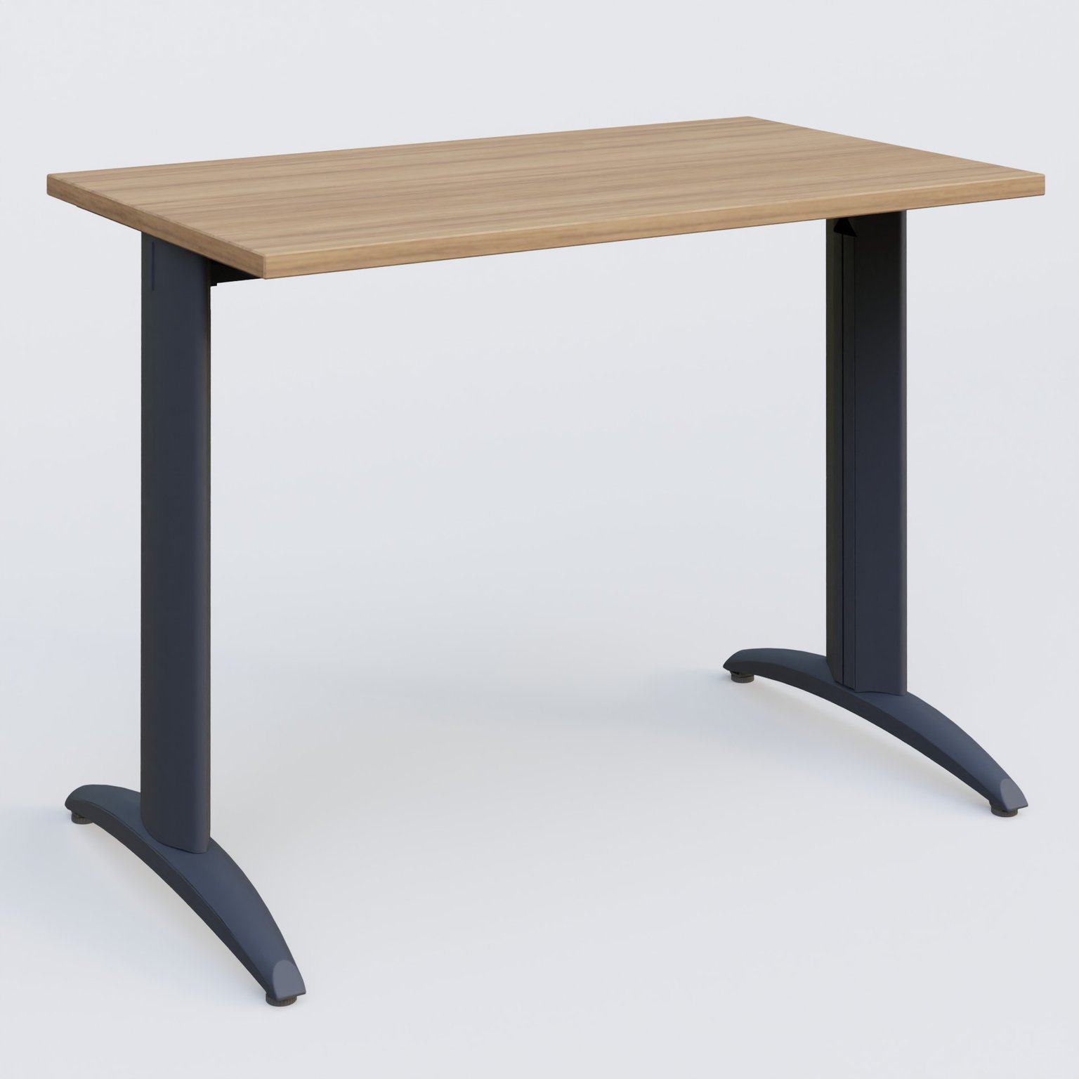K2 Plateau droit 100x60 pieds fixe. Plateau Noyer et pietement Anthracite.