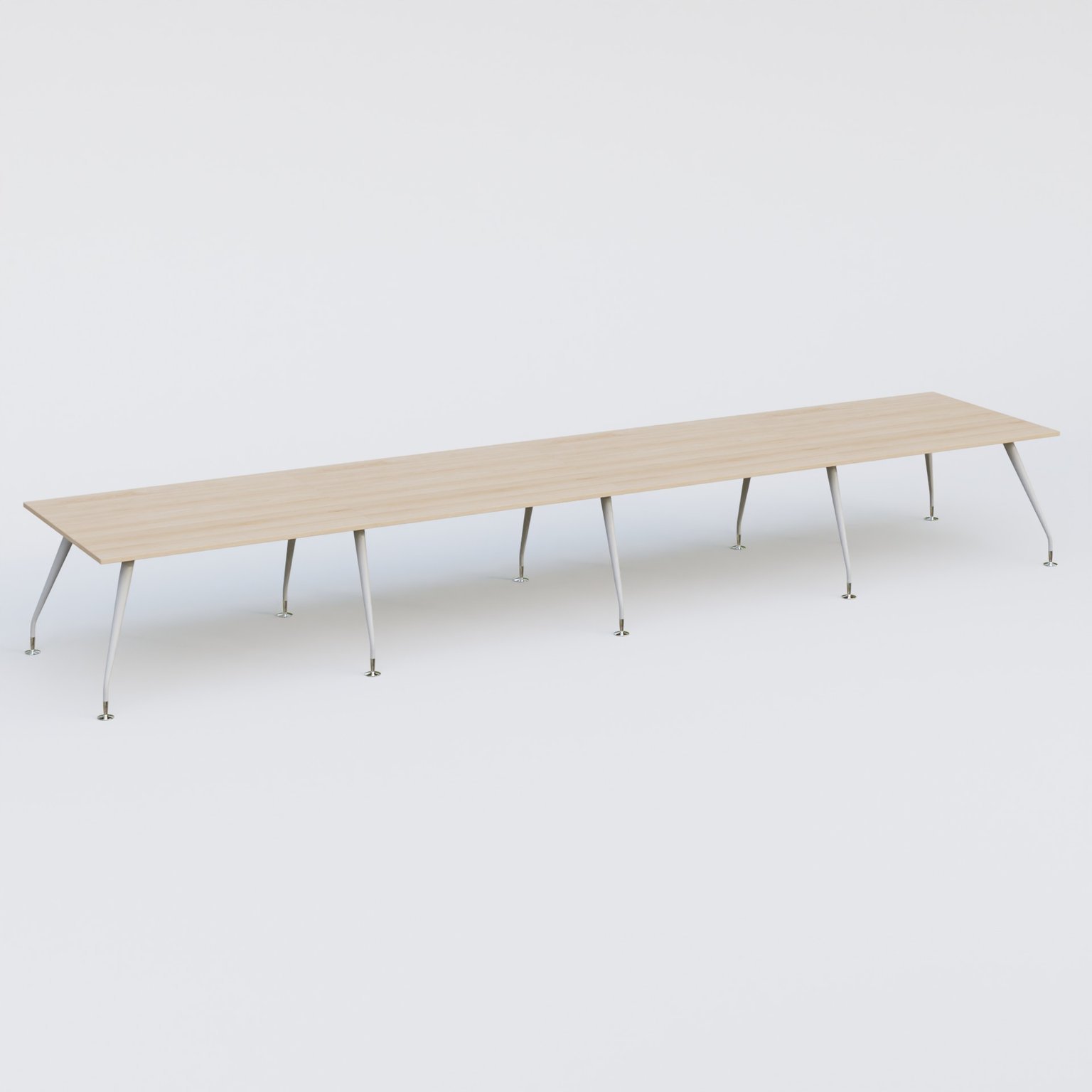 K5 table bench 560*120 cm. Plateau Hêtre et pietement Blanc avec base chromé.