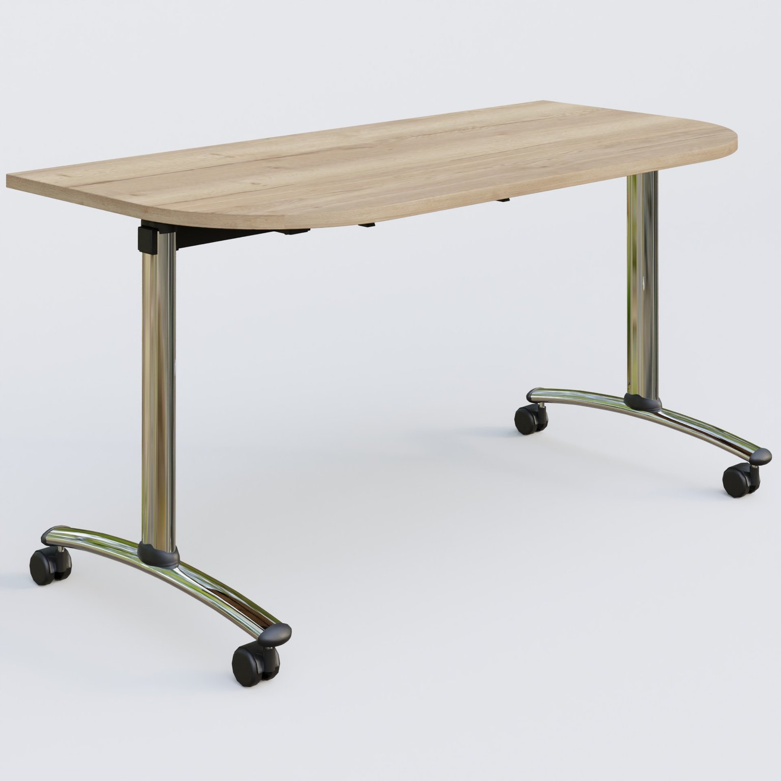Module d'extrémité pour table abattante gamme Arca 145-70 cm. Plateau Chêne naturel et pietement Chrome.