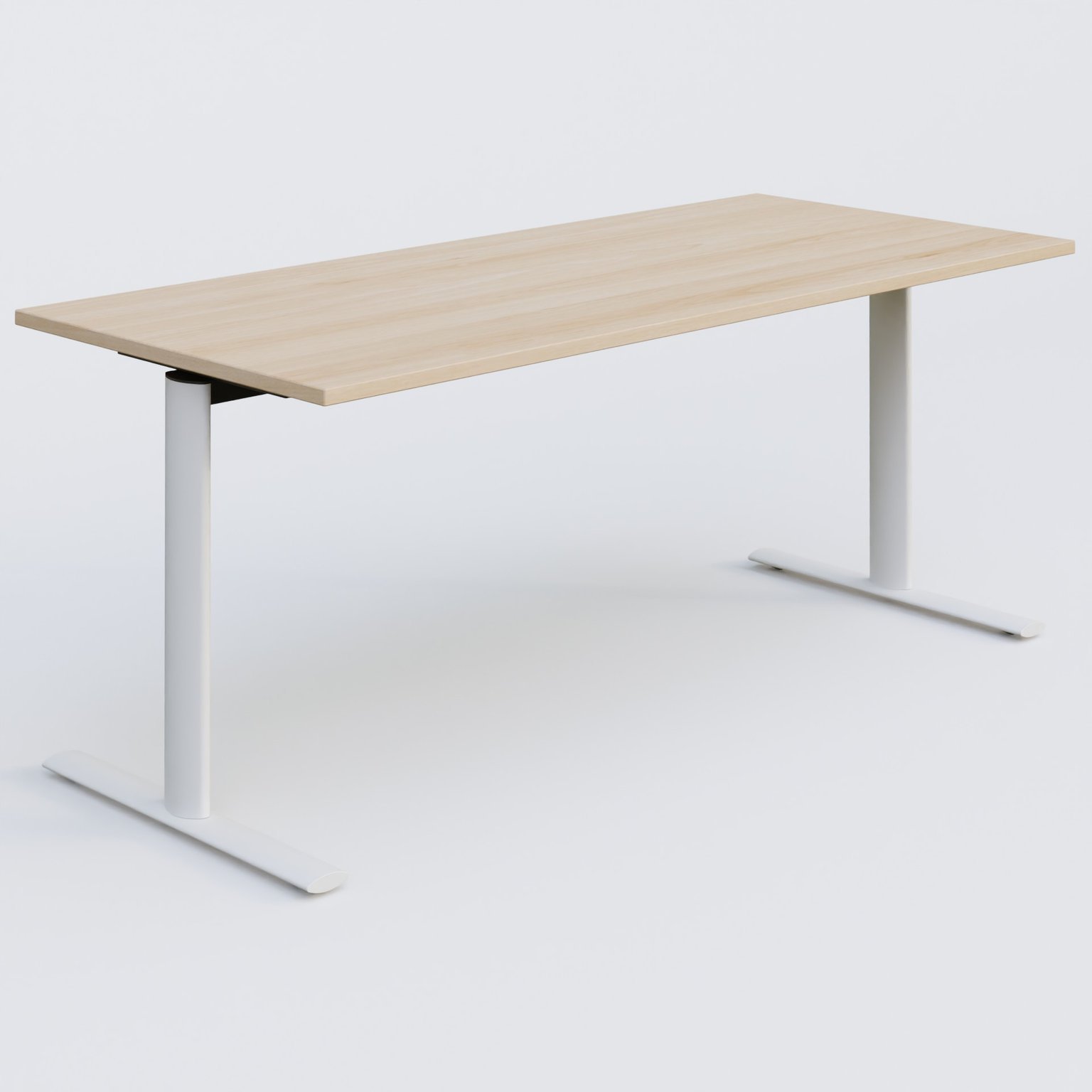 Module droit gamme Pure 180-80 cm. Plateau Hêtre et pietement Blanc.