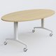 Table ovale de la gamme LEM 200-110 cm. Plateau Chêne clair et pietement Blanc.