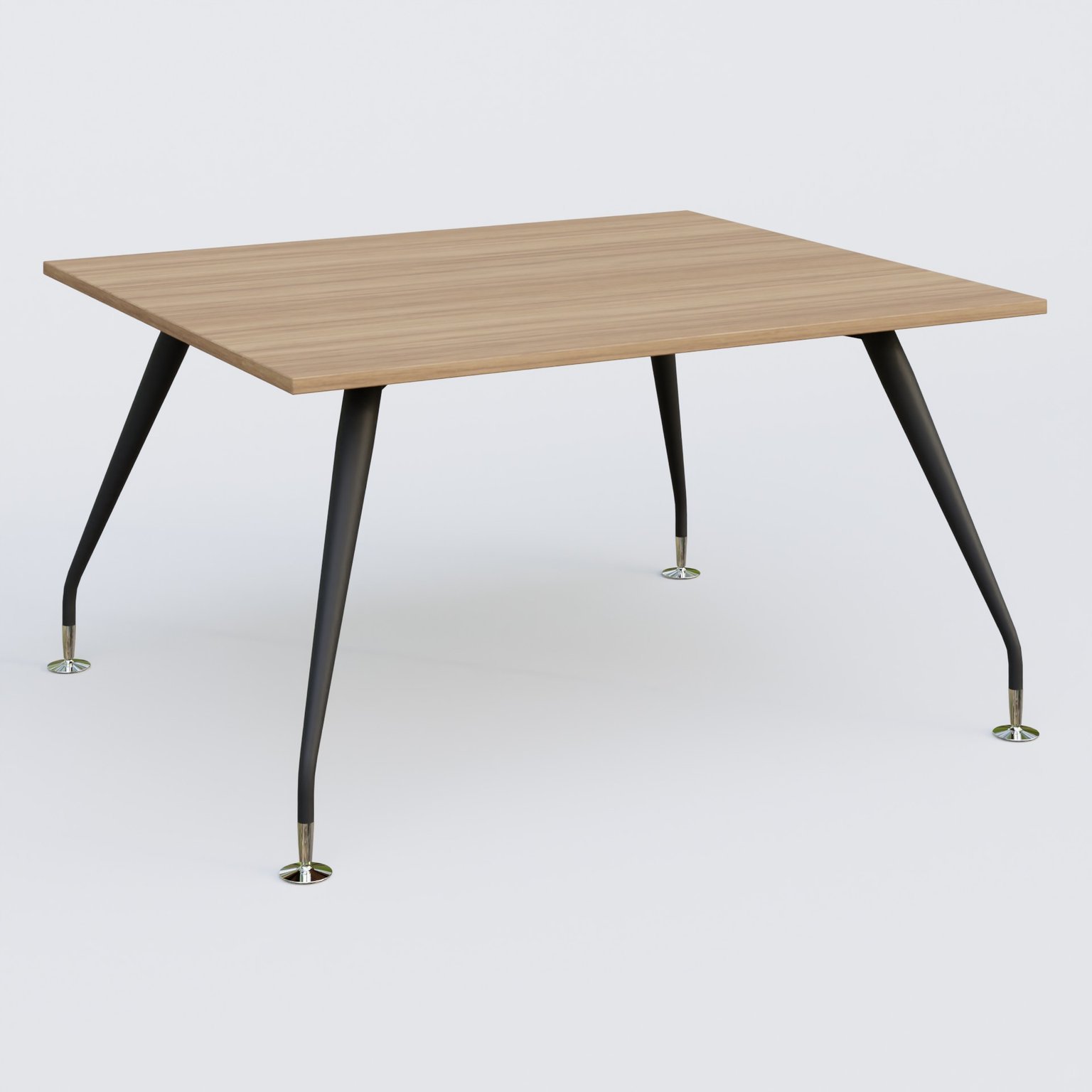 K5 plan droit 140*120 cm. Plateau Noyer et pietement Noir Mat avec base chromé.