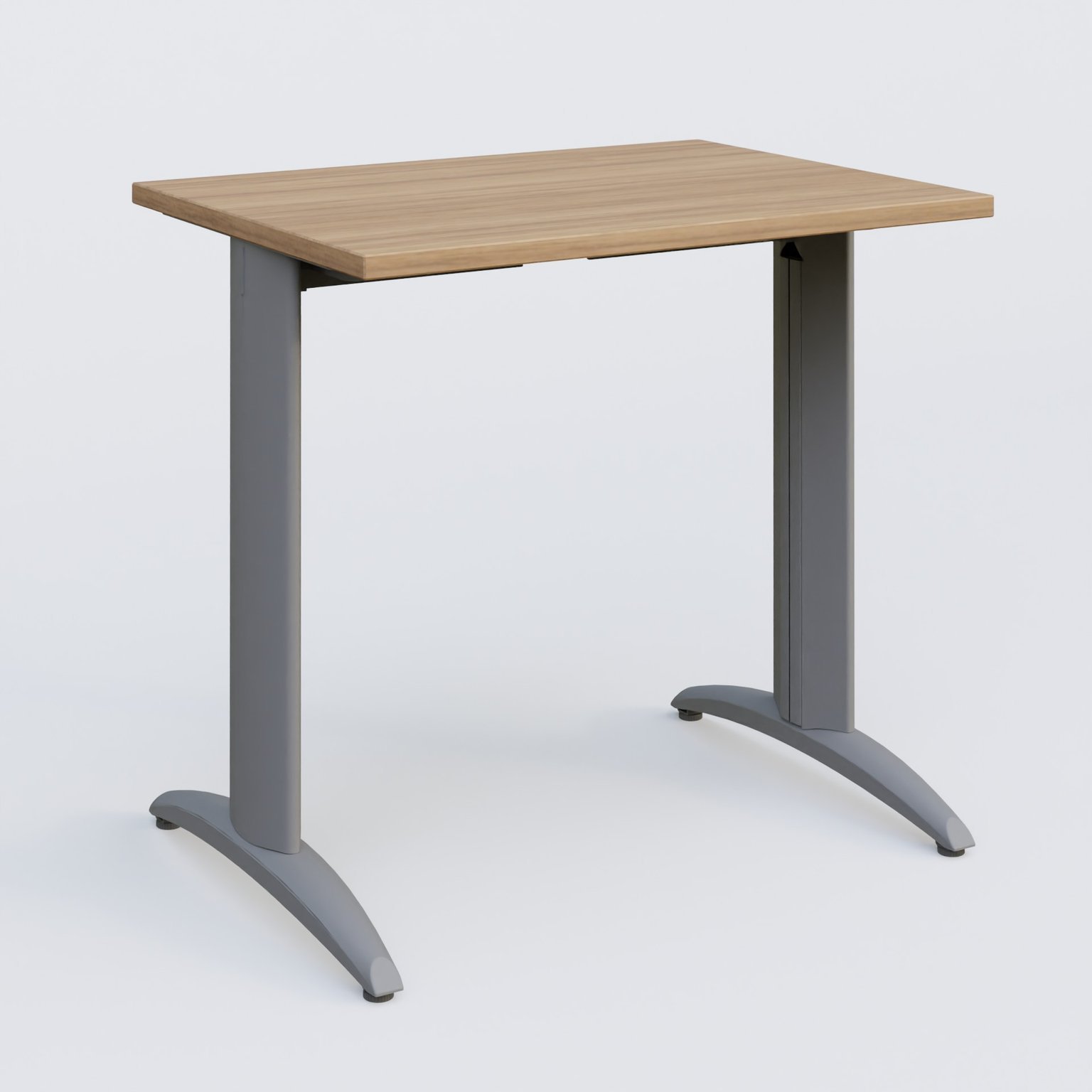 K2 Plateau droit 80x60 pieds fixe. Plateau Noyer et pietement Aluminium.