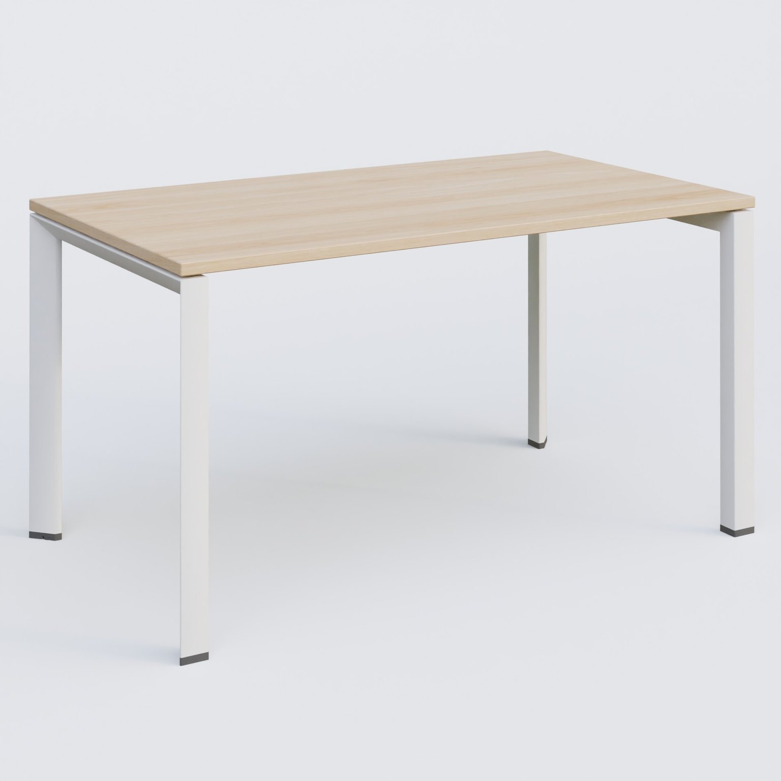 K7 plan droit 140*80 sur pieds fixe. Plateau Hêtre et pietement Blanc