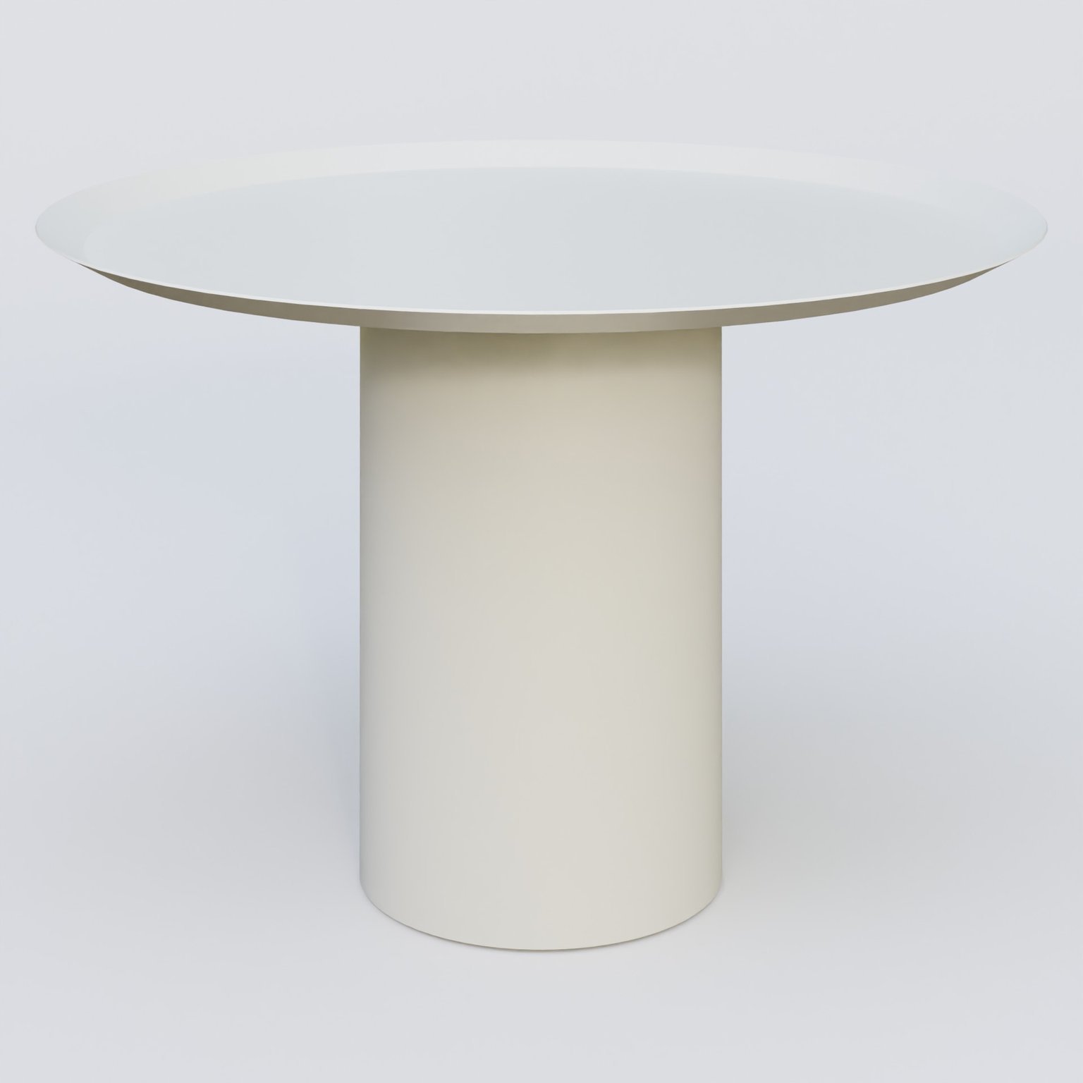 Table Basse Fashion Styl piètement colonne métalique D-26 cm. Plateau Blanc (RAL 9010) et pietement Blanc (RAL 9010).
