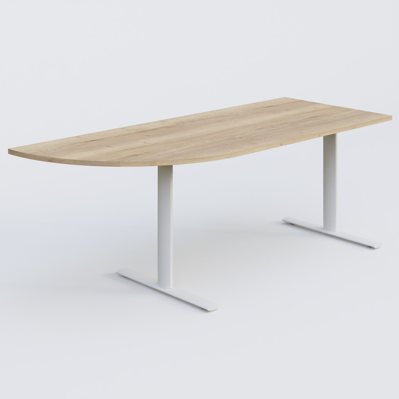 Module d'angle 90° intégré à gauche, gamme Pure 200-80 cm. Plateau Chêne naturel et pietement Blanc.