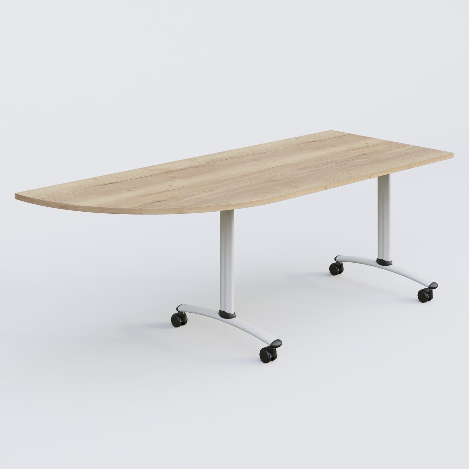 Module d'angle 90° Gauche gamme Arca 200-80 cm. Plateau Chêne naturel et pietement Blanc.