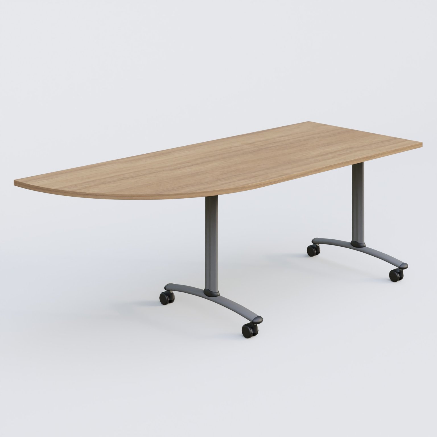 Module d'angle 90° Gauche gamme Arca 200-80 cm. Plateau Noyer et pietement Aluminium.