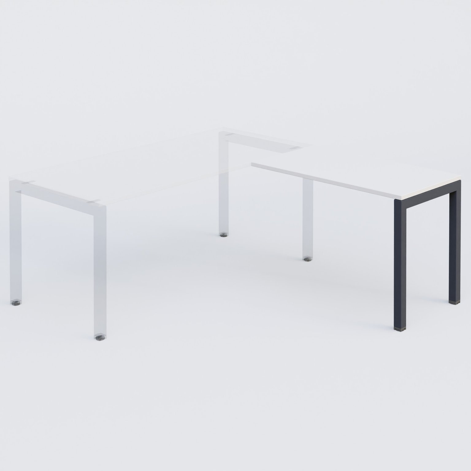 Retour direct 100x60cm sur pied, plateau blanc, structure anthracite