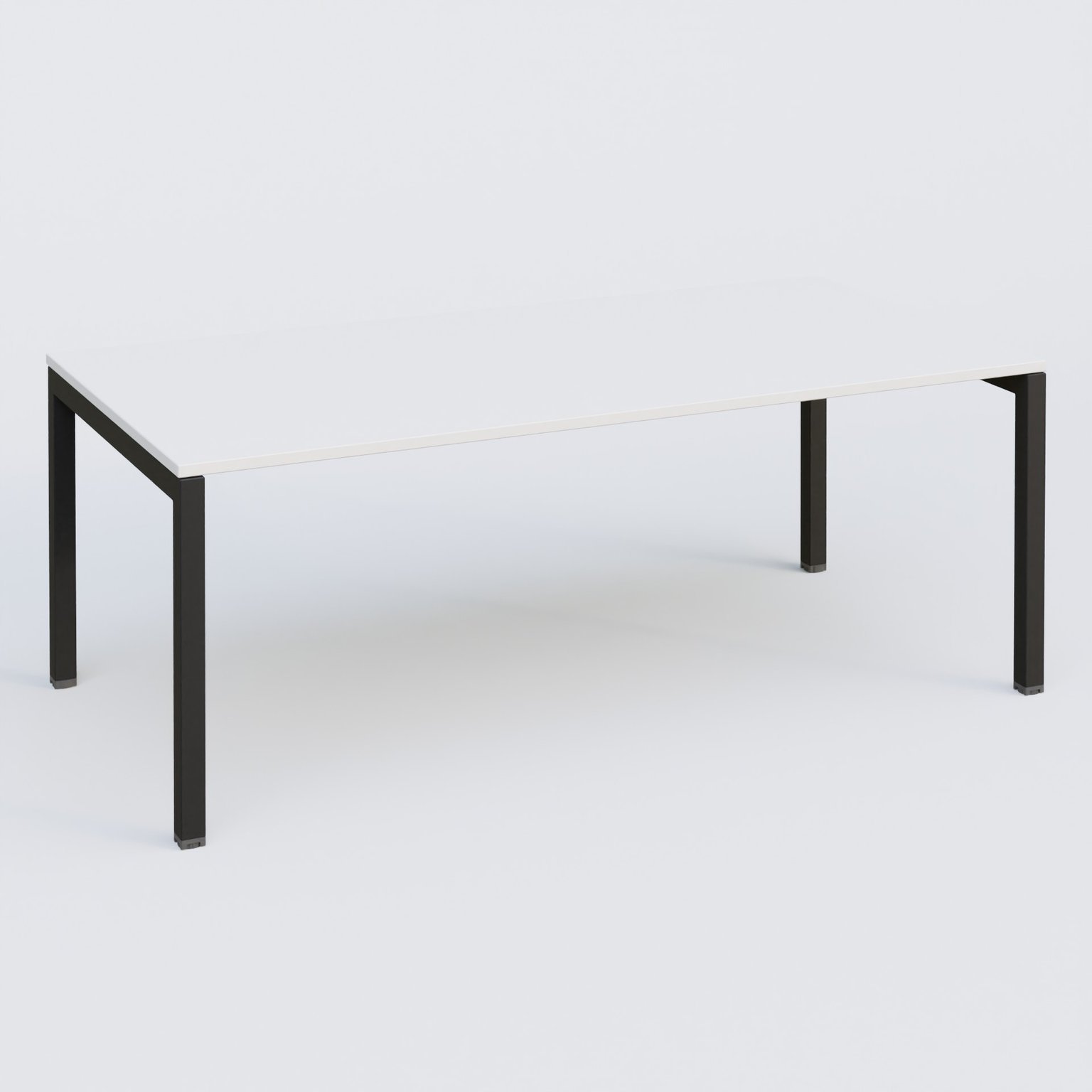 K3 Plateau droit 200x100 . Plateau Blanc et pietement Noir Mat
