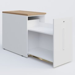 [Pas de famille] - [Pas de sous famille] - Tour de rangement hauteur de bureau 72 cm position à droite. Caisson Noyer et top de finition Blanc.