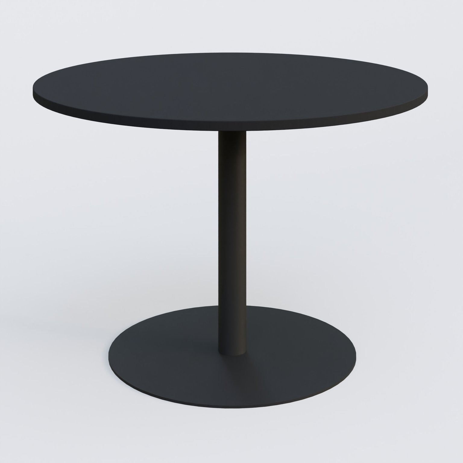 Table ronde diametre 100 cm avec pieds colonne centrale. Plateau Noir Mat et pietement Noir Mat