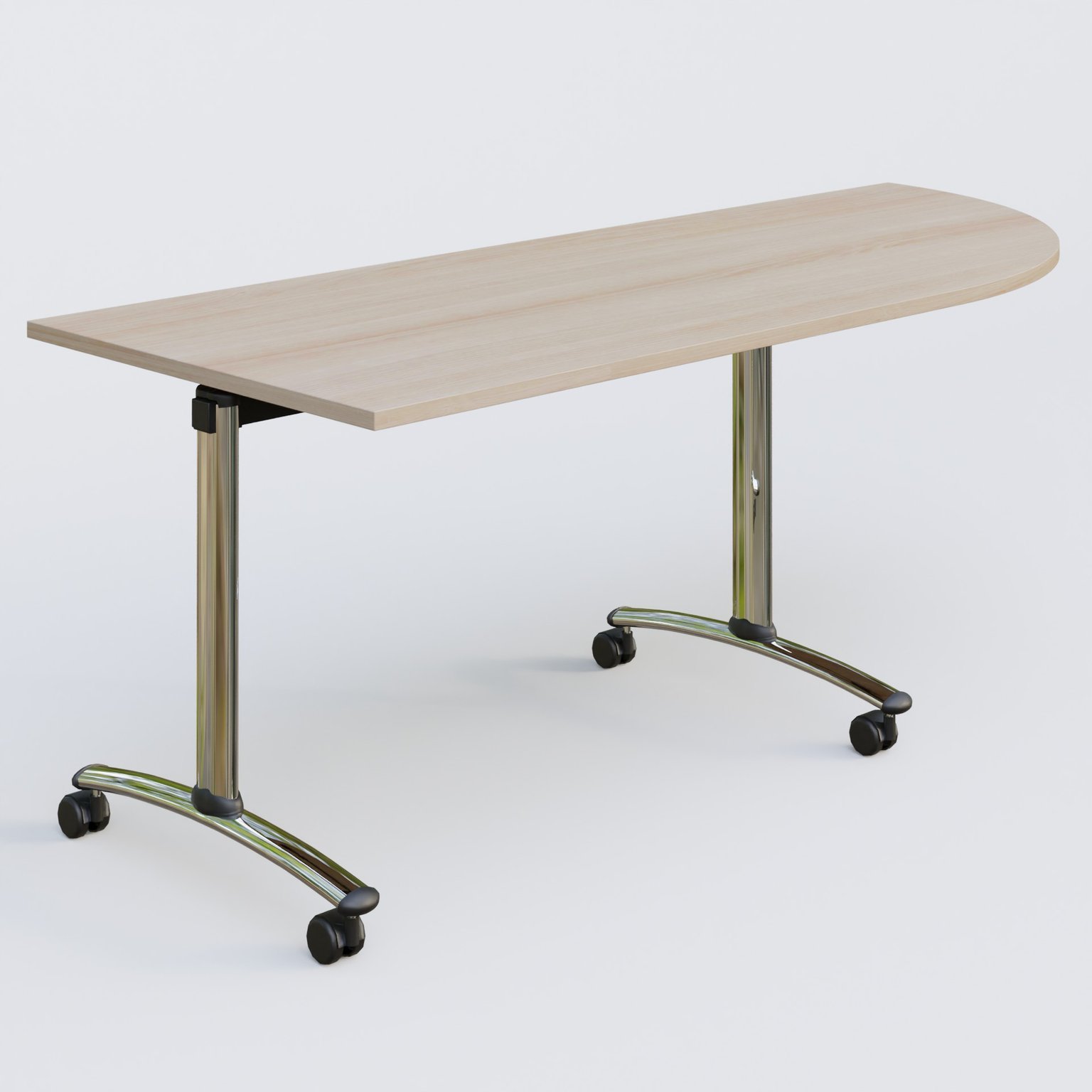 Module d'angle 90° Droite gamme Arca 200-80 cm. Plateau Acacia et pietement Chrome.