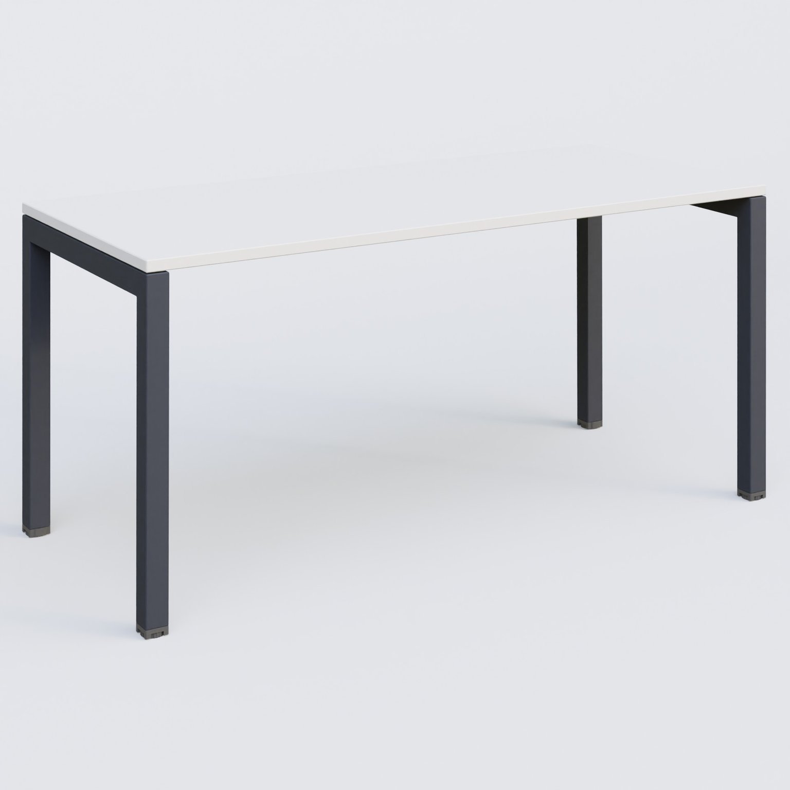 K3 Plateau droit 160x70 pieds fixe. Plateau Blanc et pietement Anthracite.