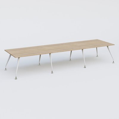 [Pas de famille] - [Pas de sous famille] - K5 table bench 420*120 cm. Plateau Chêne naturel et pietement Blanc avec base chromé.