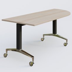 [Pas de famille] - [Pas de sous famille] - Module d'angle à 90° intégré coté droit de la gamme LEM 200-110 cm. Plateau Acacia et pietement Noir/Chrome.