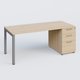 K3 Plateau droit 180x80 avec caisson porteur mélamine. Plateau ,caisson Hêtre et pietement Aluminium