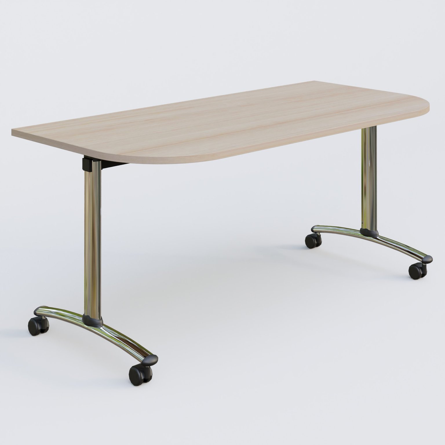 Module d'extrémité pour table abattante gamme Arca 165-80 cm. Plateau Acacia et pietement Chrome.