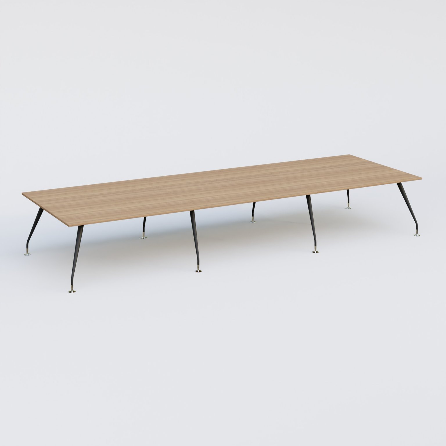 K5 table de reunion 480*165 cm. Plateau Noyer et pietement Noir Mat avec base chromé.