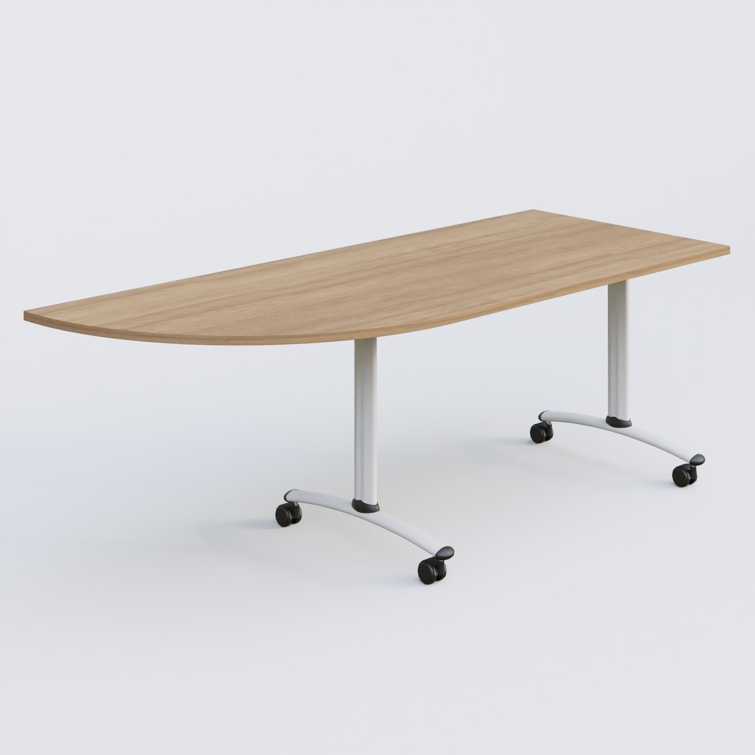 Module d'angle 90° Gauche gamme Arca 200-80 cm. Plateau Noyer et pietement Blanc.